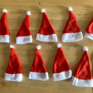 20 MINIATURE FELT SANTA HATS 4.5" GREAT FOR CRAFTS